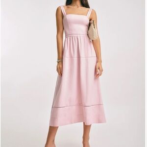 Reformation Everett Linen Dress Cherry Blossom